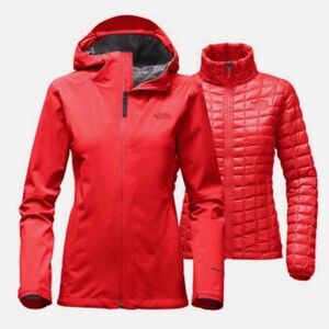 The North Face Thermoball Hooded Triclimate Jacket - High Risk Red Heather, S